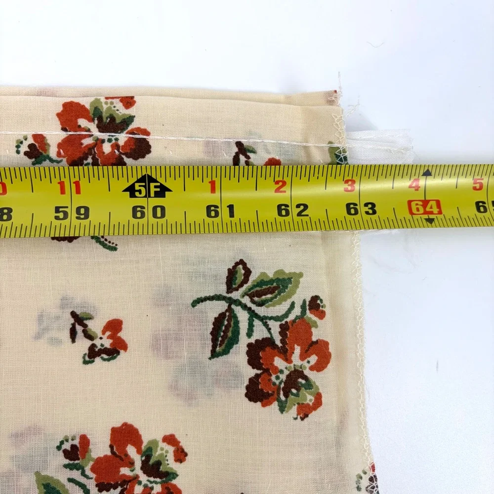 Springmaid Cafe Curtain Set Vintage NOS Floral Pom Pom Cottagecore Grandmacore